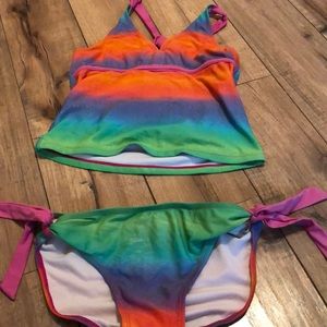 Rainbow two piece youth bathing suit